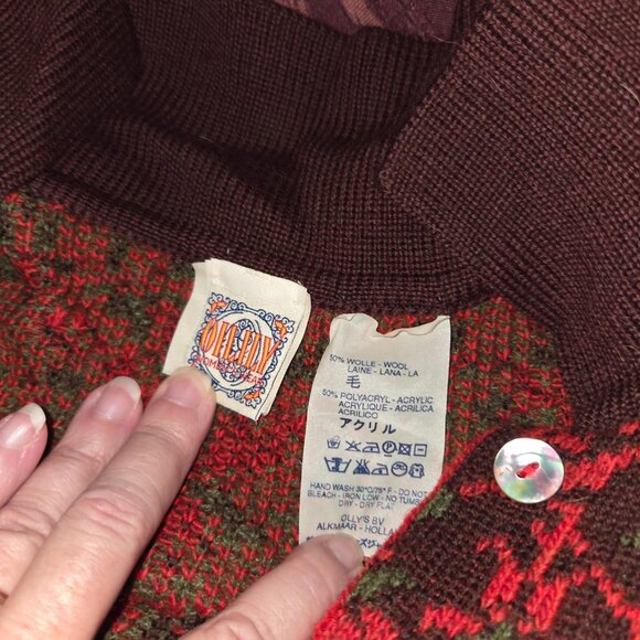 Oilily Fall Color Long Sleeve Wool Blend Cardigan Sweater Woman's Size L - Picture 2 of 7